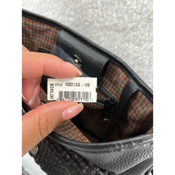 Brighton Womens Shoulder Bag Black Leather Magnetic Basket Weave S - Picture 10 of 12